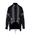 Pinko Bandana Print Button-down Shirt With Adjustable Hem In Black