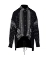 Pinko Bandana Print Button-down Shirt With Adjustable Hem In Black
