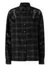 Pinko Lace Check-pattern Shirts In Black