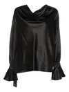 Pinko Filipa Cowl-neck Long-sleeve Blouse In Black