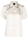 PINKO PINKO ENIGMA SHIRT IN VISCOSE AND COTTON WITH SHORT SLEEVES