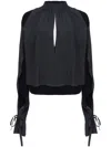 Pinko Silk-blend Blouse With Ruffled Sleeves In Black