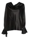 Pinko Filipa Cowl-neck Long-sleeve Blouse In Black