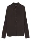 Pinko Button-down Silk Shirt In Brown