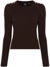 Pinko Ribbed Wool Long-sleeved Jumper In Brown