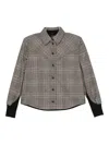Pinko Cropped Plaid Shirt With Contrasting Cuffs In Multi