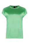 Pinko Silk Blend Short Sleeve Top In Green