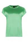 Pinko Silk Blend Short Sleeve Top In Green