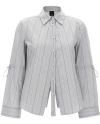Pinko Striped Collar Shirt With Adjustable Ties In Multicolor