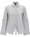Pinko Striped Collar Shirt With Adjustable Ties In Multicolor