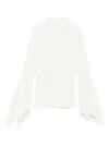 Pinko White High Neck Shirt With Flared Sleeves In Neutral