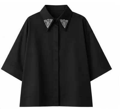 Pinko Black Embroidered Point Collar Shirt