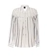 Pinko Striped Long Sleeve Top With Pleated Detail In White