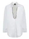 Pinko Button-up White Shirt With Intricate Embellishments In White