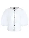 Pinko Poplin Shirt With Puff Sleeves In White