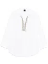 Pinko Button-up White Shirt With Intricate Embellishments In White