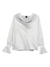 Pinko Filipa Blouse With Cowl Neck In Gray