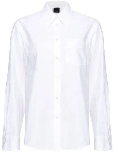 Pinko Corea Poplin Cotton Shirt In Bianco