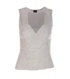 Pinko Sleeveless Ribbed Silk And Cashmere Top