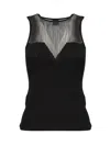 Pinko Sleeveless Ribbed Silk And Cashmere Top In Black