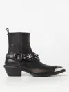 Pinko Texan-style Ankle Boots In Brushed Leather With Metal Toe In Schwarz