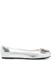 Pinko Metallic Nappa Leather Ballerinas In Silver