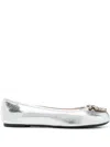 Pinko Metallic Nappa Leather Ballerinas In Silver