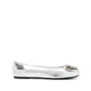 Pinko Metallic Nappa Leather Ballerinas In Silver