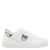 Pinko Metallic-panel Lace-up Sneakers In White