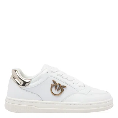 Pinko Metallic-panel Lace-up Sneakers In White