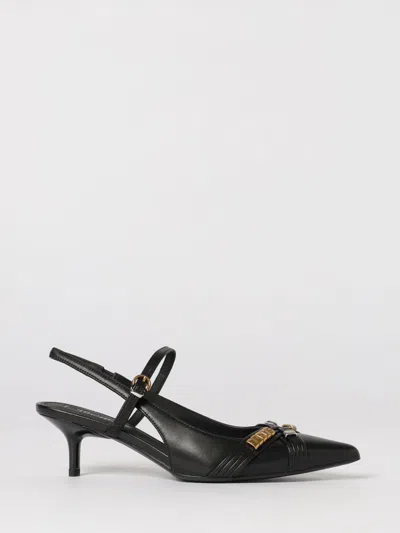 Pinko Gloria 18 Leather Pumps With Metal Lettering Detail In Black