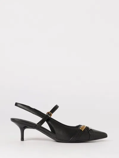 Pinko Gloria 18 Leather Pumps With Metal Lettering Detail In Black