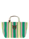 Pinko Shopping Medium Stripes Tote Bag Multicolor In Green