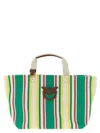 Pinko Shopping Medium Stripes Tote Bag Multicolor In Green