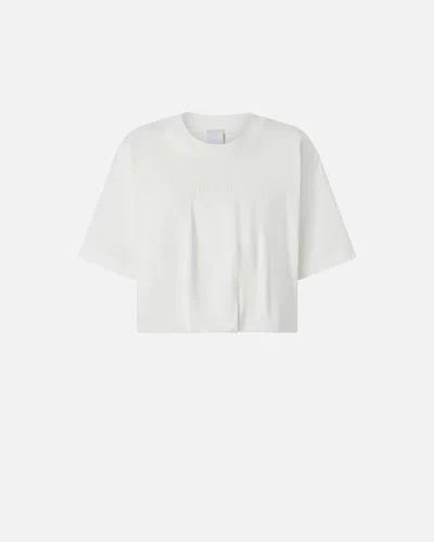 PINKO WIDE CROPPED T-SHIRT WITH LOGO EMBROIDERY