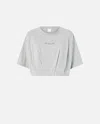 Pinko Short And Loose T-shirt With Logo Embroidery In Grigio Pioggerella