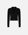 Pinko Short Cashmere-blend Sweater With Collar In Limo Black