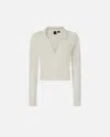 Pinko Short Cashmere-blend Sweater With Collar In Pure White