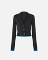 Pinko Chausie Wool Cashmere Cardigan In Grey/turquoise