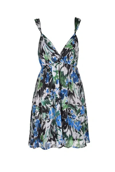 Pinko Short Chiffon Dress - Green/lightblue In Multi