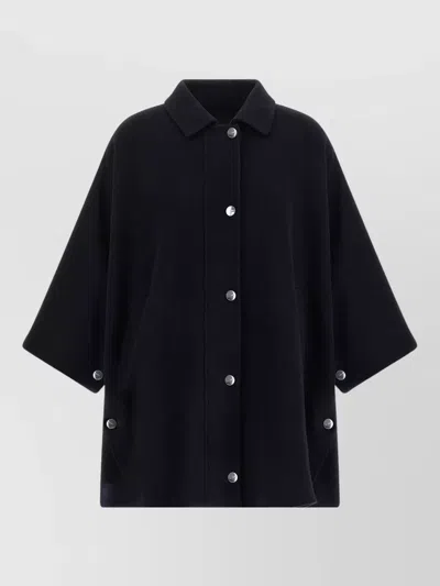 Pinko Short Coat High Collar Loose Fit Pockets In Black