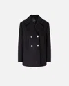 Pinko Double-breasted Wool Blend Caban In Dark Navy Blue