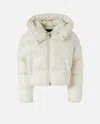 Pinko Short Down Jacket In Logo-print Technical Canvas In White