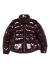 Pinko Cropped High Collar Burgundy Coat With Glossy Finish