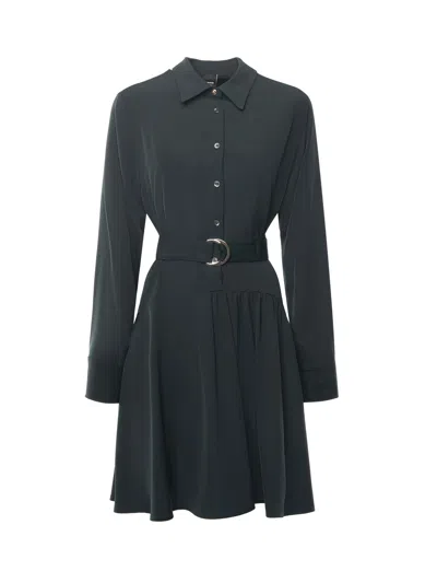 Pinko Short Dress In Flowing Fabric In Gray