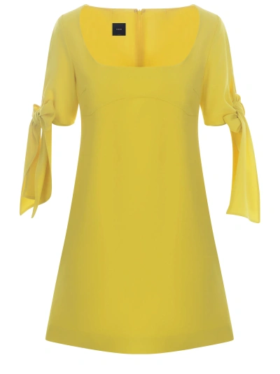 Pinko Short Dress  Verdicchio With Bow In Yellow