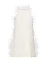 Pinko Feathered A-line Mini Dress In White