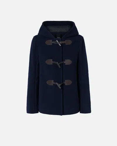 Pinko Manteau Court Esprit Duffle-coat Avec Brandebourgs In Total Eclipse Blue