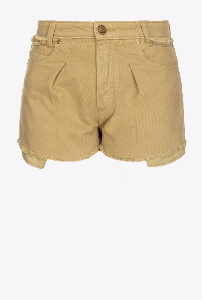 Pinko Distress Denim Shorts In Oliva Gotico