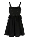 Pinko Poplin Cotton Amazonia Flared Dress With Lace-up Details In Black